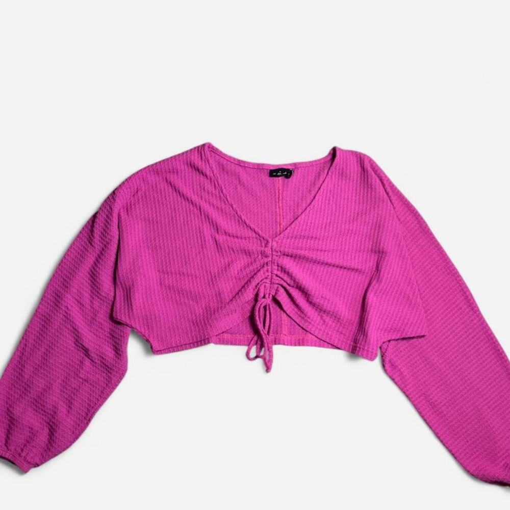 Out from Under Urban Outfitters Pink Cropped Waffle Knit Sweater Top - M